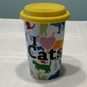 I Love Cats Ceramic Mug with Rubber Lid